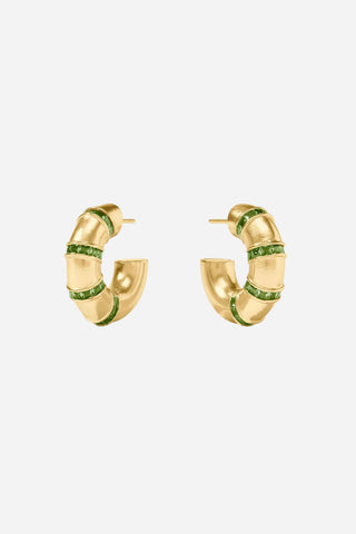 Julie Vos Gold Valentine Hoop Earring, Palmetto Green