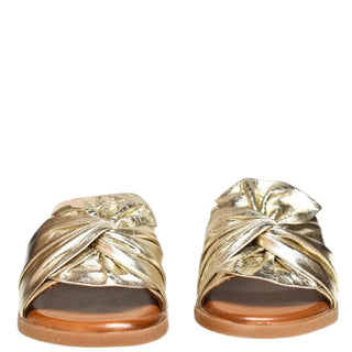 Tyche Sassy Leather Sandals, Gold Tyche