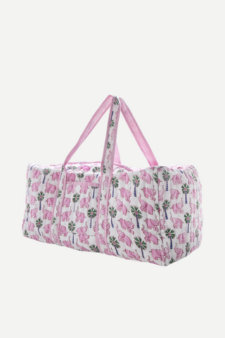 Two's Company Weekender Bag Cotton Quilt, Lucky Elephant