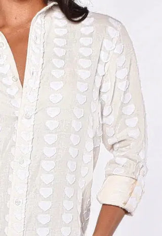 Emily Phillips Dress, White w/ Cream Heart Emily Phillips