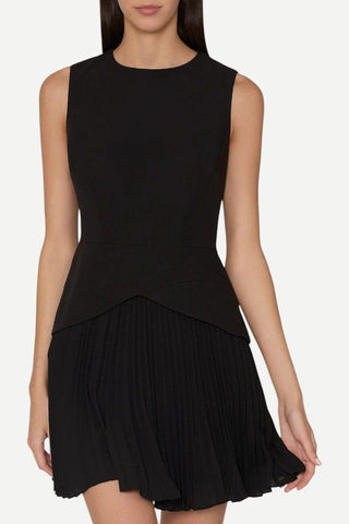 Milly Haddy Solid Pleated Black Mini Dress