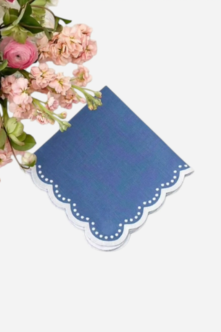 Don Lino Border Dots Napkins, Blue