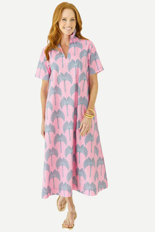 Caryn Lawn Georgia Palm Dress, Pink CARYN LAWN