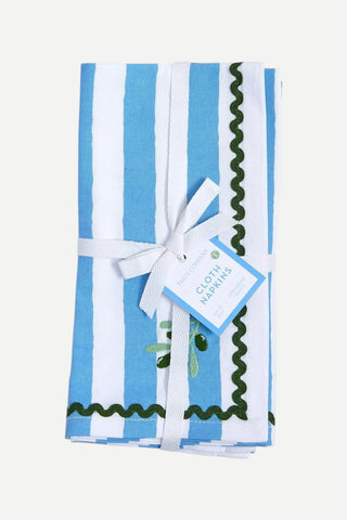 Two's Company Olive Embroidered Cloth Dinner Napkins TWO'S COMPANY