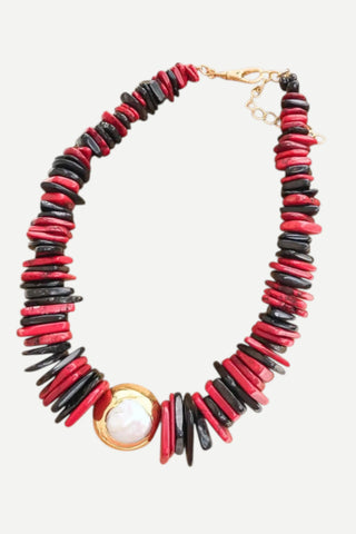 Virtue Jewelry Design The Sariah Necklace, Red & Black Pearl Circle