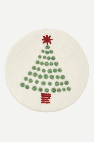 Two's Company, Hand-Crafted Holiday Trivet, Cream Tree