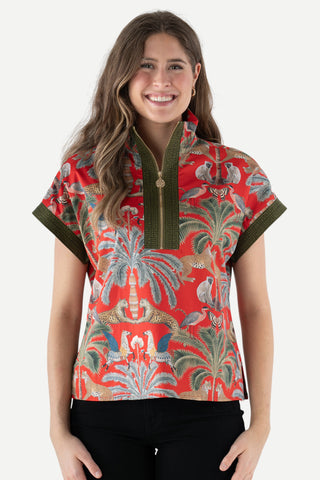 Emily McCarthy Poppy Pullover Top, Monkee Maven, Americano Cotton Poplin