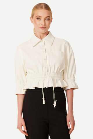 Dolce Cabo Vegan Leather Short Shirt Jacket, White