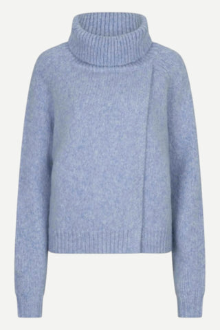 Esqualo Sweater, Open Big Collar, Sky Blue