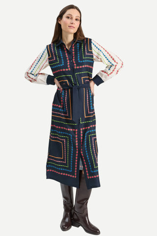 Vilagallo Embellished Dress, Navy