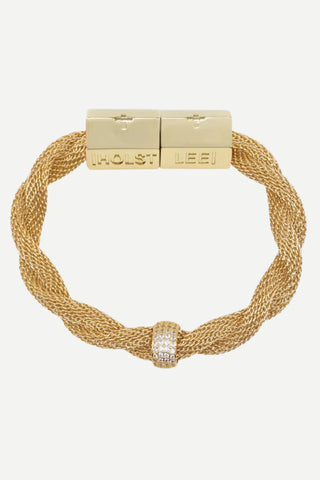 Holst + Lee Luxe Twisted Mesh Bracelet with Stone, Gold HOLST+LEE