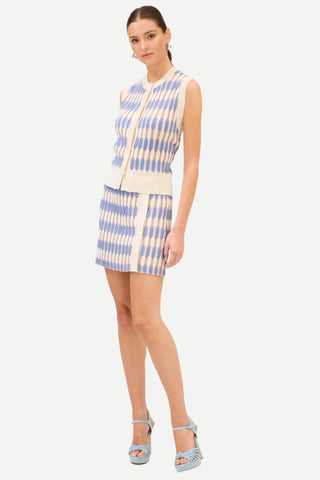 Allison Taylor Knit Skirt, Ivory/Blue Allison