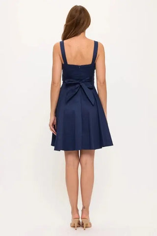 Eva Rose Fold Tie Back Dress w/ Pocket, Navy Eva Rose