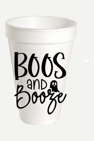 Rosanne Beck Styrofoam Cup, Black, Boos and Booze, Set of 10