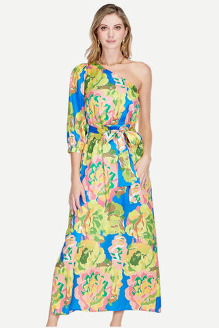 Jade One Shoulder Column Dress, Chartreuse Dream