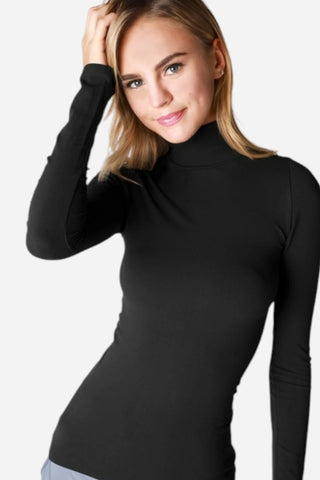 Nikibiki Long Sleeve Mock Neck Top, Black