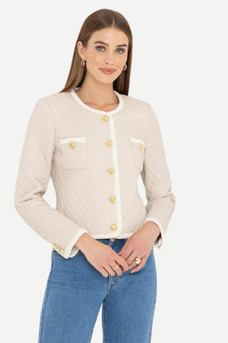 Generation Love Everie Quilted Jacket, Prosecco/White