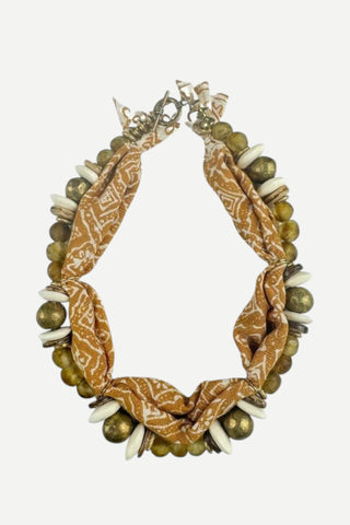 Twine & Twig Beaded Bandana Necklace, Camel
