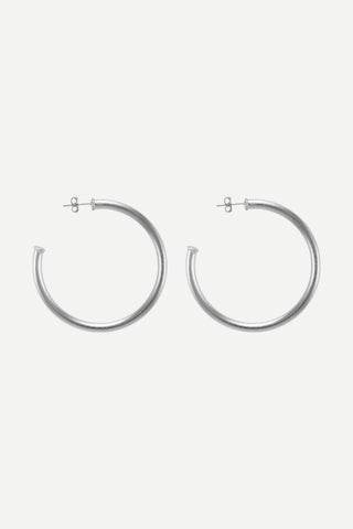 Sheila Fajl Small Everybody's Favorite Hoops, Brushed Silver Plated