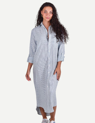 Emily Phillips Midi Dress, Teal White Stripe