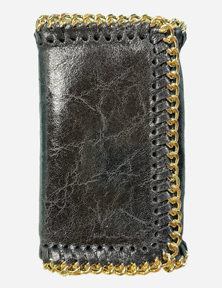 German Fuentes Leather Bag with Chain, Black