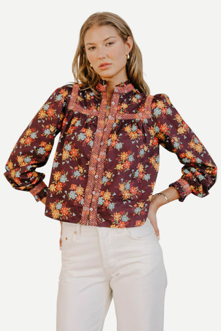 Love The Label Sara Long Sleeve Top, Lynda Anne Liberty Print