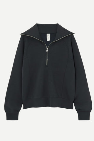 Spanx AirEssentials Half Zip Top, Very Black