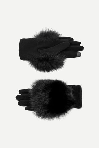 Mitchie's Matchings Knit Gloves w/ Fox Trim, Black M/L