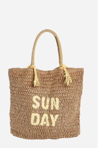 Two's Company A Good Day Raffia Tote, Sun Day