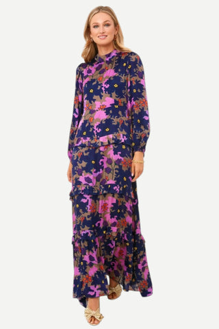 Oliphant Mock Neck Maxi Dress, Suzani Navy