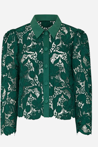 Milly Tulip Garden Lace Blouse, Dark Green