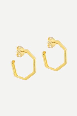 Sheila Fajl Lure Hoops Earrings, Brushed 18K Gold Plated