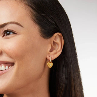 Julie Vos Esme Heart Hoop & Charm Earring Gold, Cubic Zirconia JULIE VOS