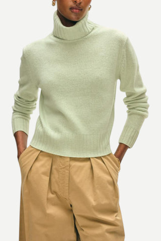 White + Warren Cashmere Featherweight Turtleneck, Natural Heather
