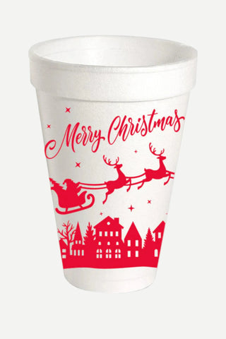 Rosanne Beck Collections Styrofoam Cup, Santa Over Village