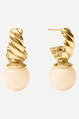 Julie Vos Ravello Hoop & Charm Earring, Ivory