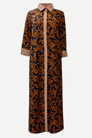 Perlavera Brenda Missy Maxi Dress, Damask Caramel