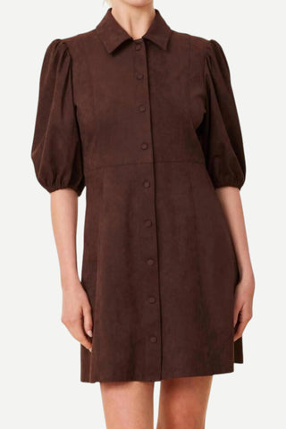 Dolce Cabo Faux Suede Exaggerated Sleeve Dress, Coffee