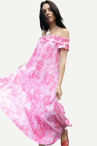 LJC Fae Linen Dress, Hibiscus