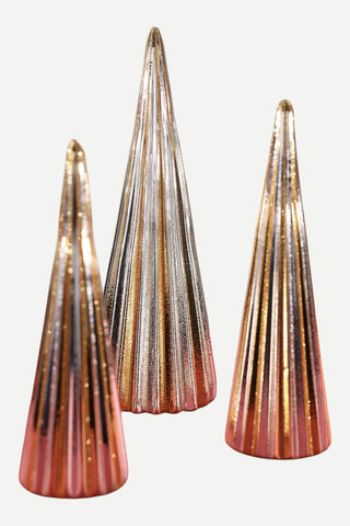 Zodax Gold & Silver Holiday Tree Assortment, Set of 3