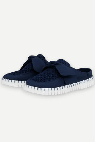 Ilse Jacobsen Bow Tulip Slip-On Flat w/ White Sole, Dark Indigo ILSE JACOBSEN