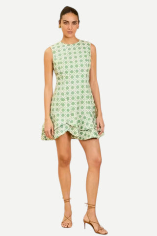 Mestiza Brigid Mini Dress, Evergreen Lattice