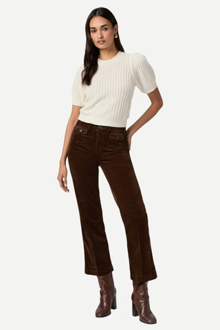Paige Denim Leenah Ankle Pant w/ Mini Patch Pockets, Chicory Coffee