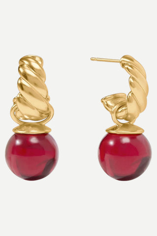 Julie Vos Ravello Hoop & Charm Earring, Cranberry