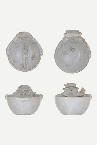 Creative Co-op Stoneware Santa Or Snowman Shaped Bowl