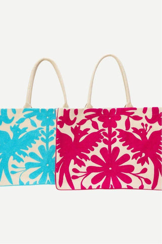 Two's Company Flora and Fauna Embroidered Tote Bag