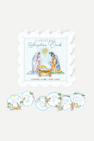 Rosanne Beck Collections 4x4 Scripture Card With Frame, Blue Christmas Nativity Scene, 56 Pack
