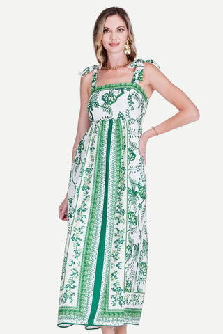 Jade Bodice Midi Dress, Jade Garden Border JADE