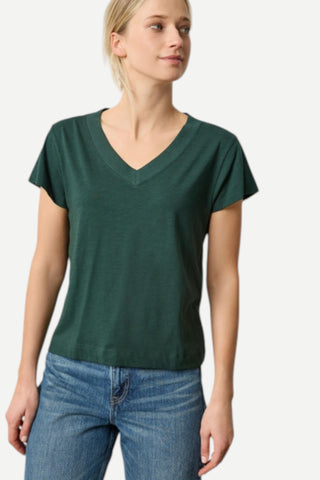 Lilla P Relaxed Short Sleeve V-Neck Tee, Spruce