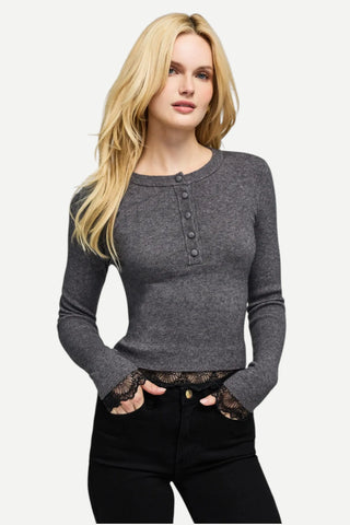 Generation LOVE Olivia Lace Combo Henley Sweater